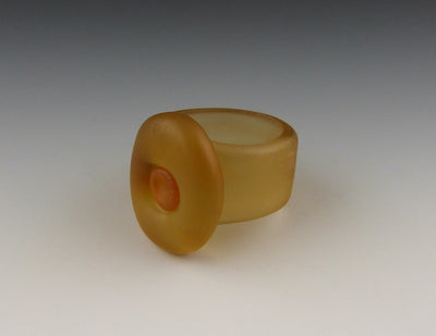 Single Button Ring, etched champagne