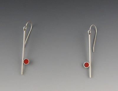 Line Earrings, Red