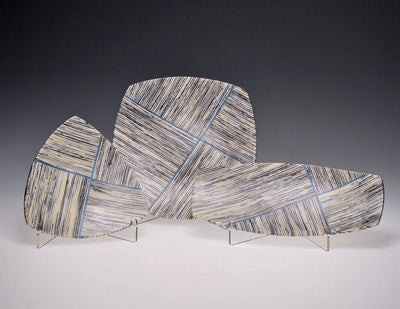 Driftwood warp and weft dishes, three shapes