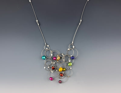Solar Necklace, Rainbow Pearl