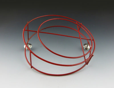 Red Structural Circle Brooch side view