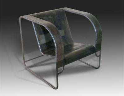 Toob Club Chair, patina'd steel