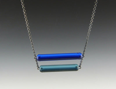 Double Barre Necklace, Slate Blue and Sapphire