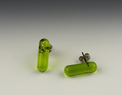 Barre Mini Post Earrings, Lime