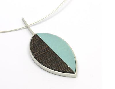 Leaf Pendant Necklace-turquoise