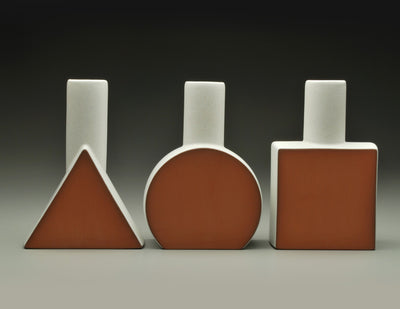 Geometric Form Vases in white