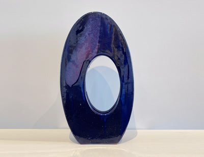 Oval Eclipse, Vertical Vase, navy and flambe